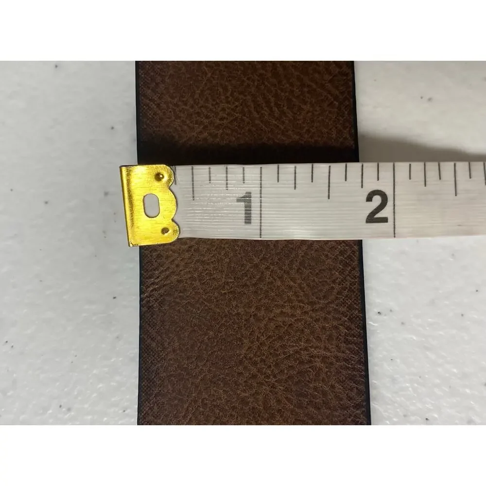 Men's Brown Faux Leather Belt with Square Buckle Size Small New